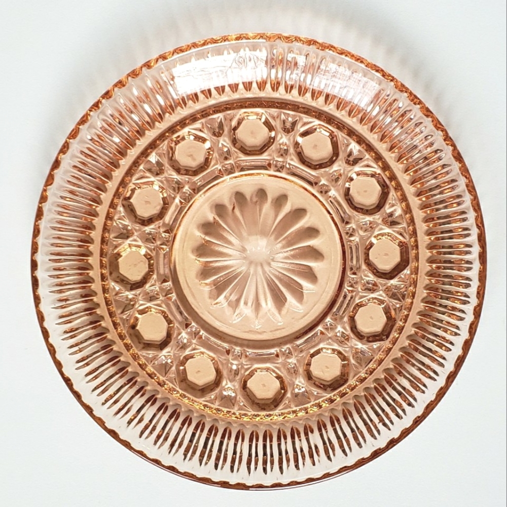 Vintage pink cut glass trinket dish